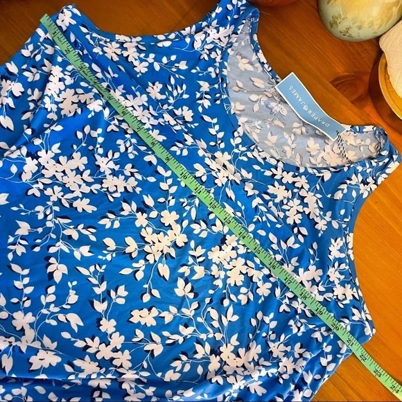 Draper James Blue Floral Ruffle Hem Tank Dress Womens L/XL NWT - Picture 8 of 9